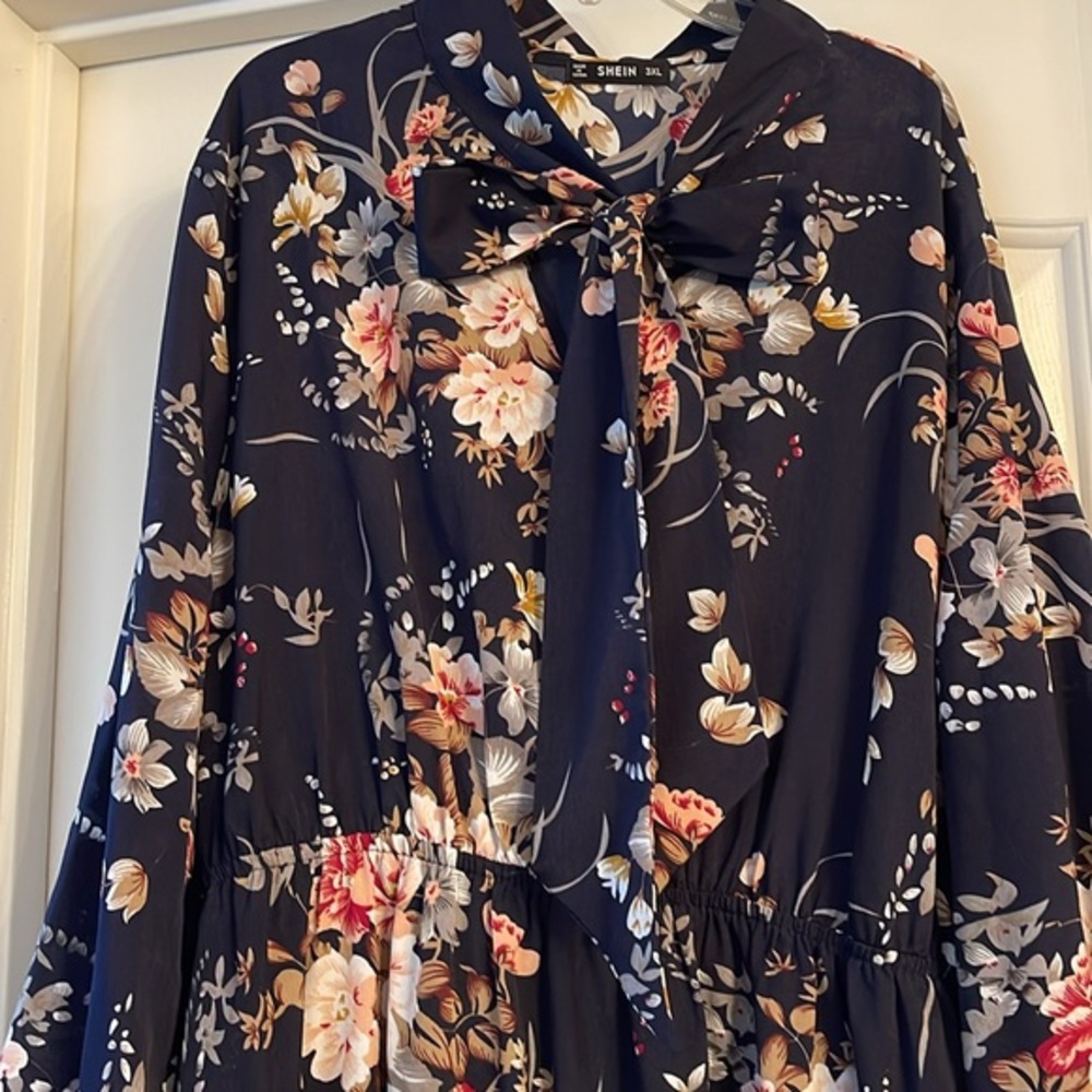 Shein Floral Long Sleeve Maxi Dress size 3XL